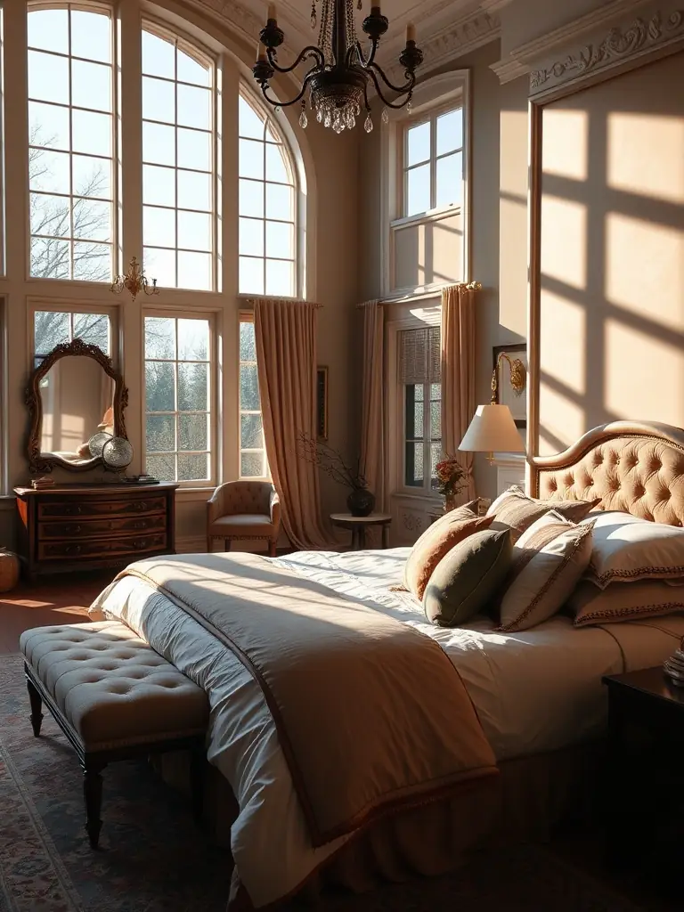 A spacious master bedroom with a walk-in closet and an en-suite bathroom in a luxury estate in a gated community in North Port, Florida.